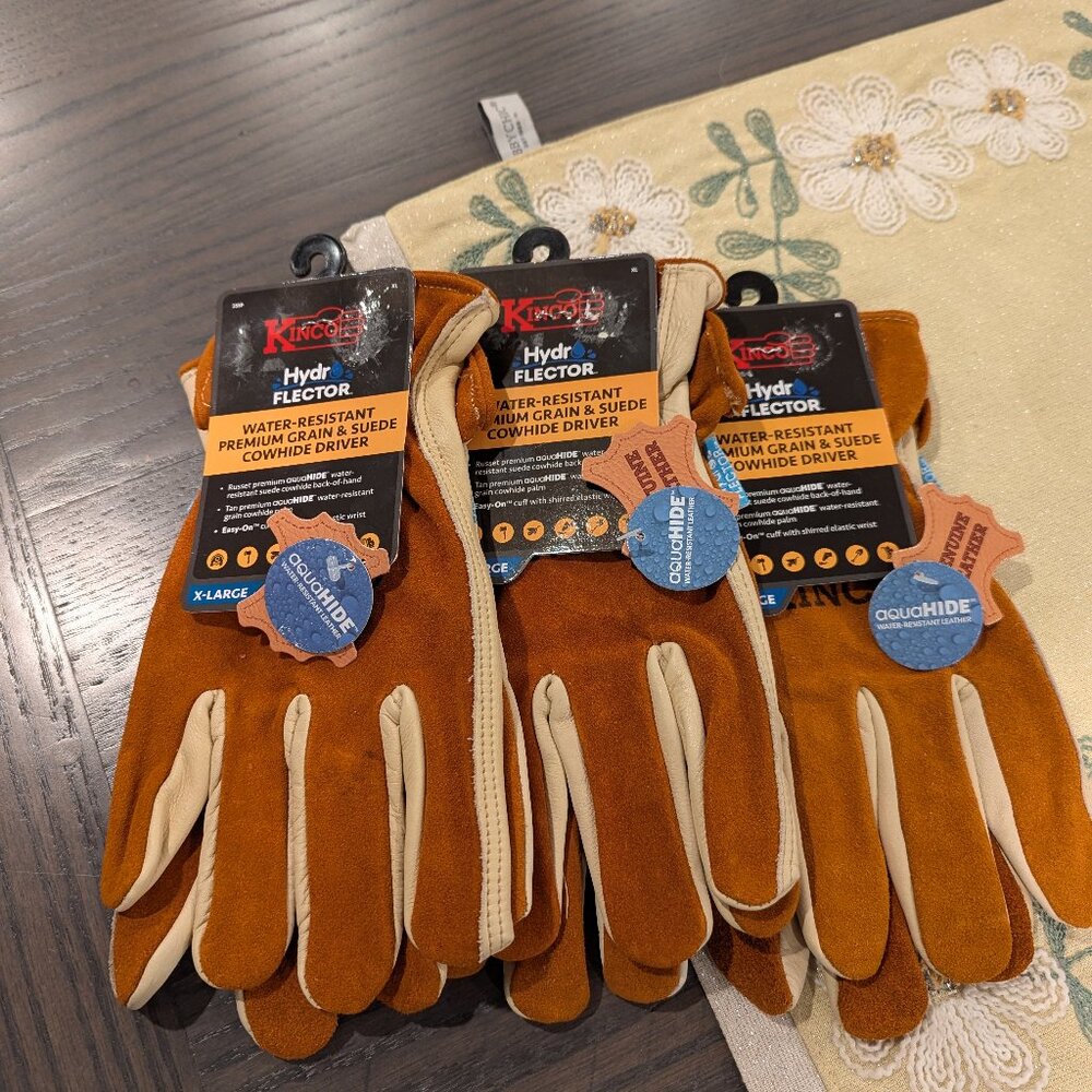 3 Kinco HydroFlector Water-Resistant Premium Grain & Suede Cowhide Driver Gloves